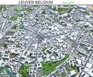 Leuven city Belgium 3d model 30km