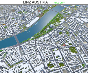 Linz city Austria 3d model 40km