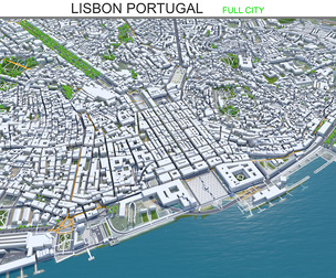 Lisbon city Portugal 3d model 40km