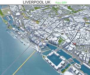 Liverpool city UK 3d model 40km