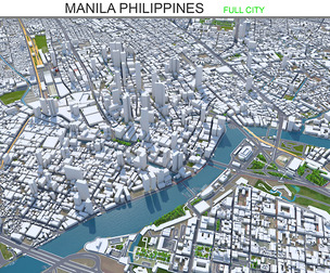 Manila city Philippines 3d model 30km