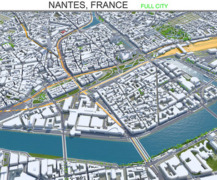 Nantes city France 3d model 60km
