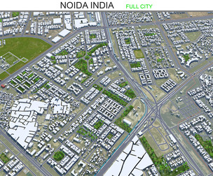 Noida city India 3d model 35km