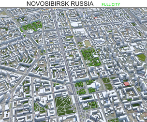 Novosibirsk city Russia 3d model 80km