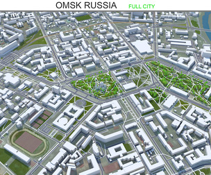 OMSK city Russia 3d model 70km