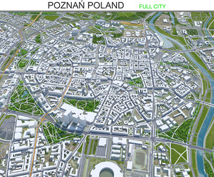 Poznan city Poland 3d model 40km