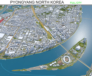 Pyongyang city North Korea 3d model 40km