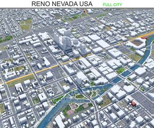 Reno city Nevada USA 3d model 80km