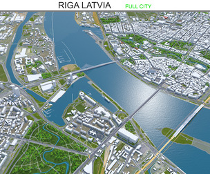 Riga Latvia City 3D Model 50km