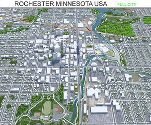 Rochester city Minnesota USA 3d model 50km