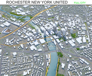 Rochester New York city 3d model 40km