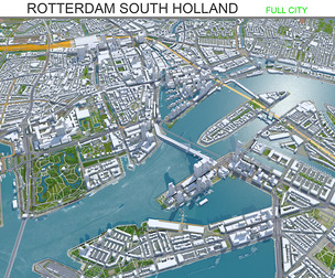 Rotterdam city South Holland 3d model 40km