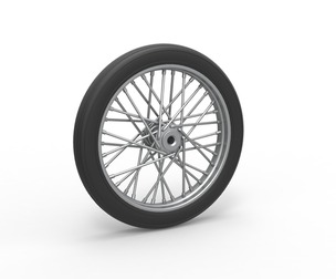 Front wire wheel of vintage dragster 1:25