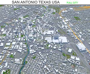 San Antonio city Texas 3d model 80km