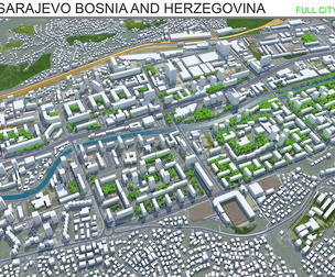 Sarajevo city Bosnia and Herzegovina 3d model 40km