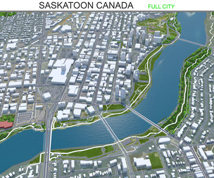 Saskatoon city Canada 3d model 50km