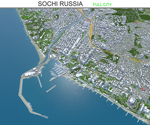 Sochi city Russia 3d model 40km
