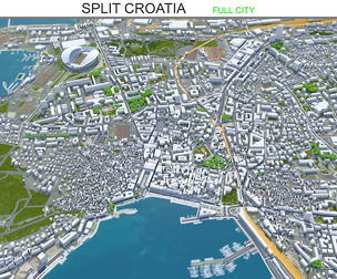 Split city Croatia 3d model 20km