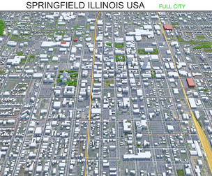 Springfield city Illinois USA 3d model 40km