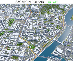Szczecin city Poland 3d model 60km