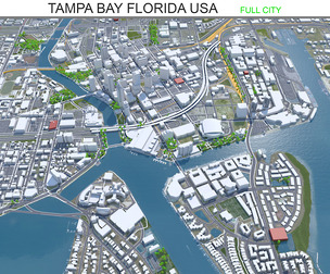 Tampa Bay city Florida USA 3d model 90km