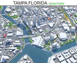Tampa downtown city Florida USA 3d model 5km