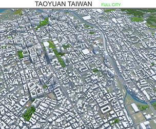 Taoyuan city Taiwan 3d model 56km