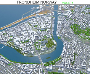 Trondheim city Norway 3d model 60km
