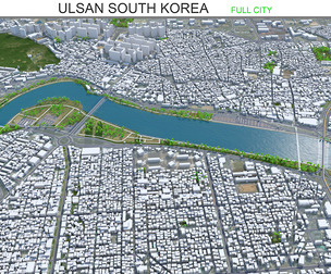 Ulsan city South Korea 3d model 100km