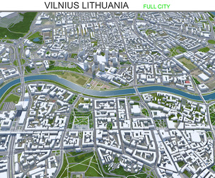 Vilnius city Lithuania 3d model 60km