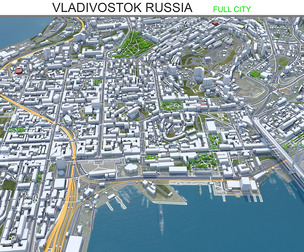 Vladivostok city Russia 3d model 70km