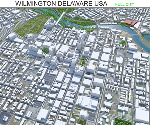 Wilmington city Delaware USA 3d model 15km