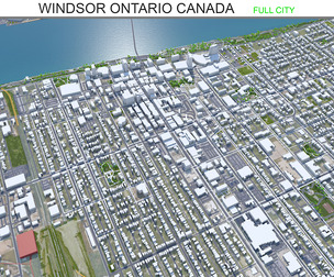 Windsor city Ontario Canada 3d model 30km