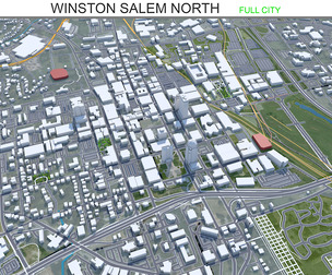 Winston Salem city  USA 3d model 50km