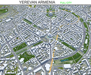 Yerevan city Armenia 3d model 60km