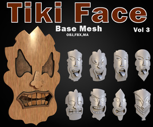 30 Tiki Face Base Mesh (base and high) Vol 3
