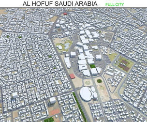 Al Hofuf city Saudi Arabia 3d model 30km