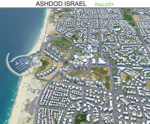 Ashdod city Israel 3d model 20km