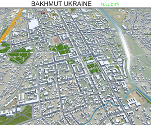 Bakhmut city Ukraine 3d model 25km