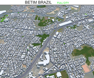 Betim city Brazil 3d model 30km