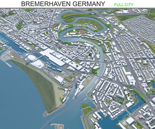 Bremerhaven city Germany 3d model 25km