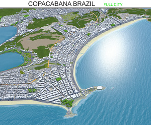 Copacabana city Brazil 3d model 10km
