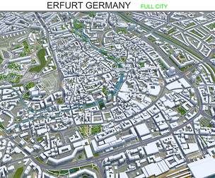 Erfurt city Germany 3d model 35km