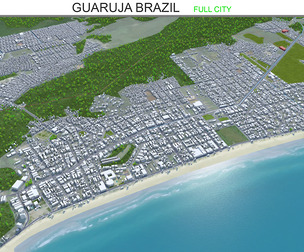 Guaruja city Brazil 3d model 30km