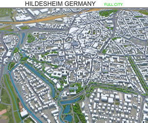 Hildesheim city Germany 3d model 30km