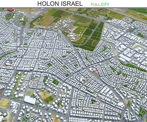 Holon city Israel 3d model 10km