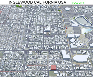 Inglewood city California USA 3d model 10km