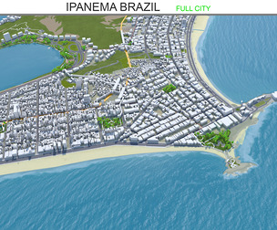 Ipanema city Brazil 3d model 15km
