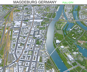 Magdeburg city Germany 3d model 40km
