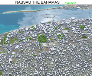 Nassau city The Bahamas 3d model 40km